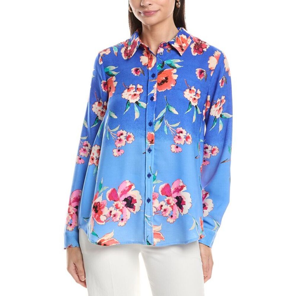 Tahari Asl Womens Shirt, Blue